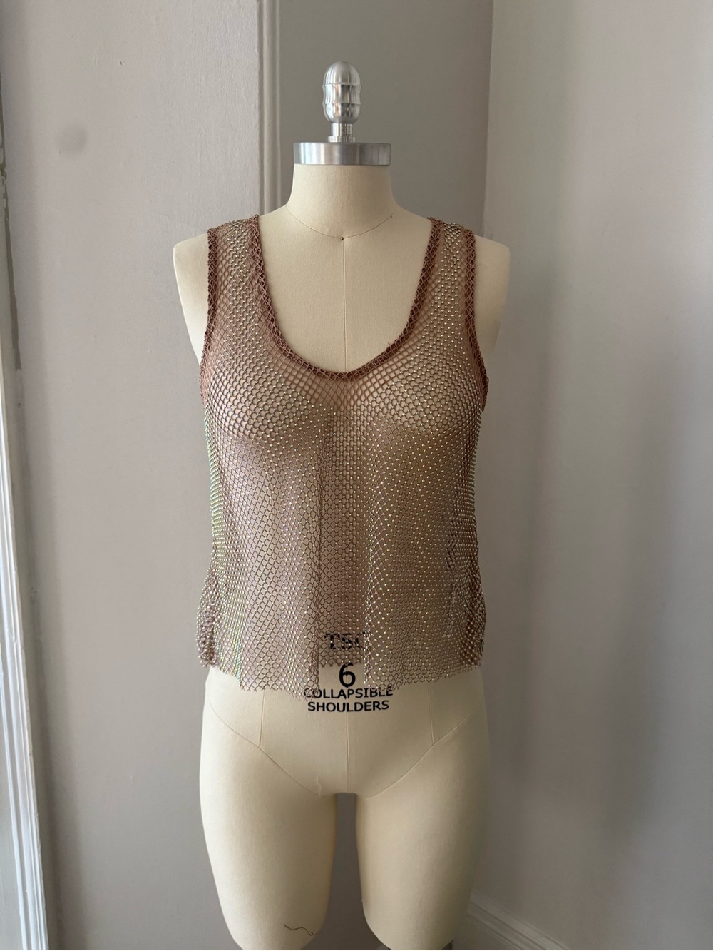 Free People- Sheer Metallic Mesh Tank